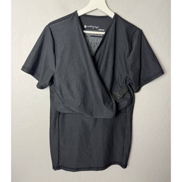 Nesting Days Wrap Top Size Medium Short Sleeve Heather Gray Nursing Privacy - Picture 1 of 3